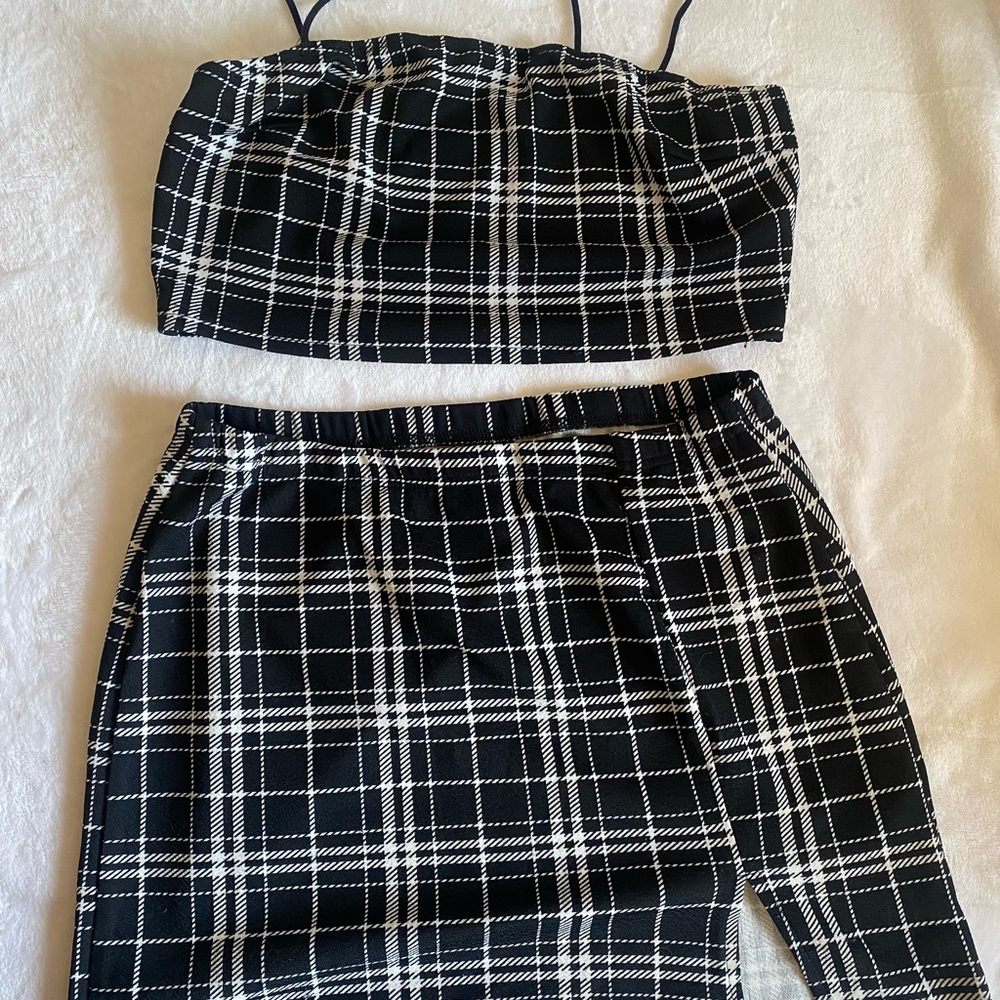 2 piece plaid skirt and top